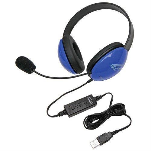 Califone Blue Stereo Headphone w/ Mic, USB Connector Via Ergoguys