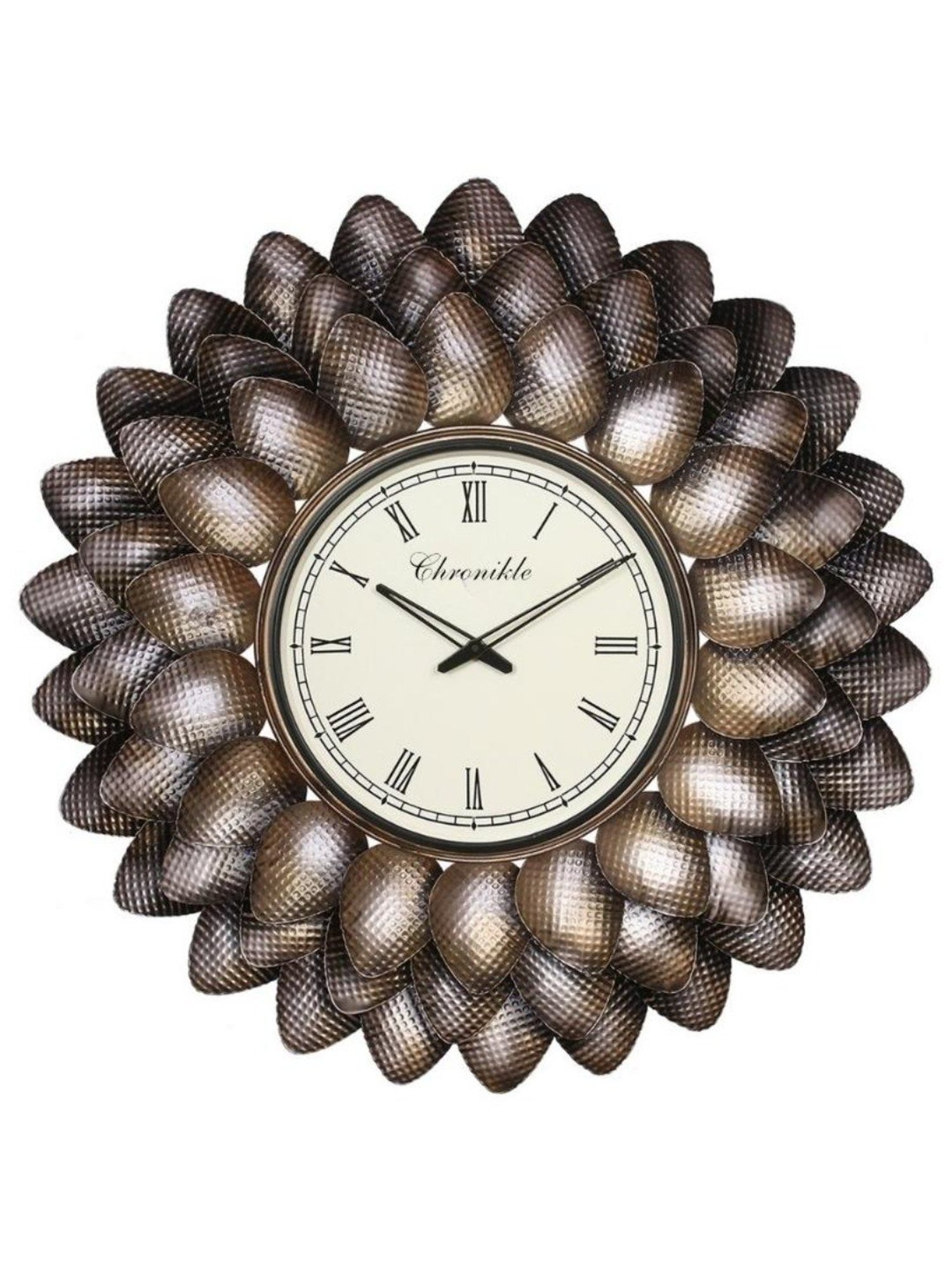 CHRONIKLE Sun Burst Style Black and Golden Iron Roman Number Analog Wall Clock