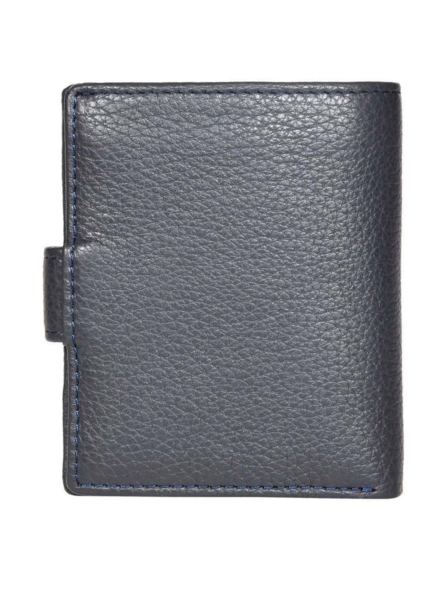 SASSORA Navy Casual Leather Bi-Fold Wallet for Men
