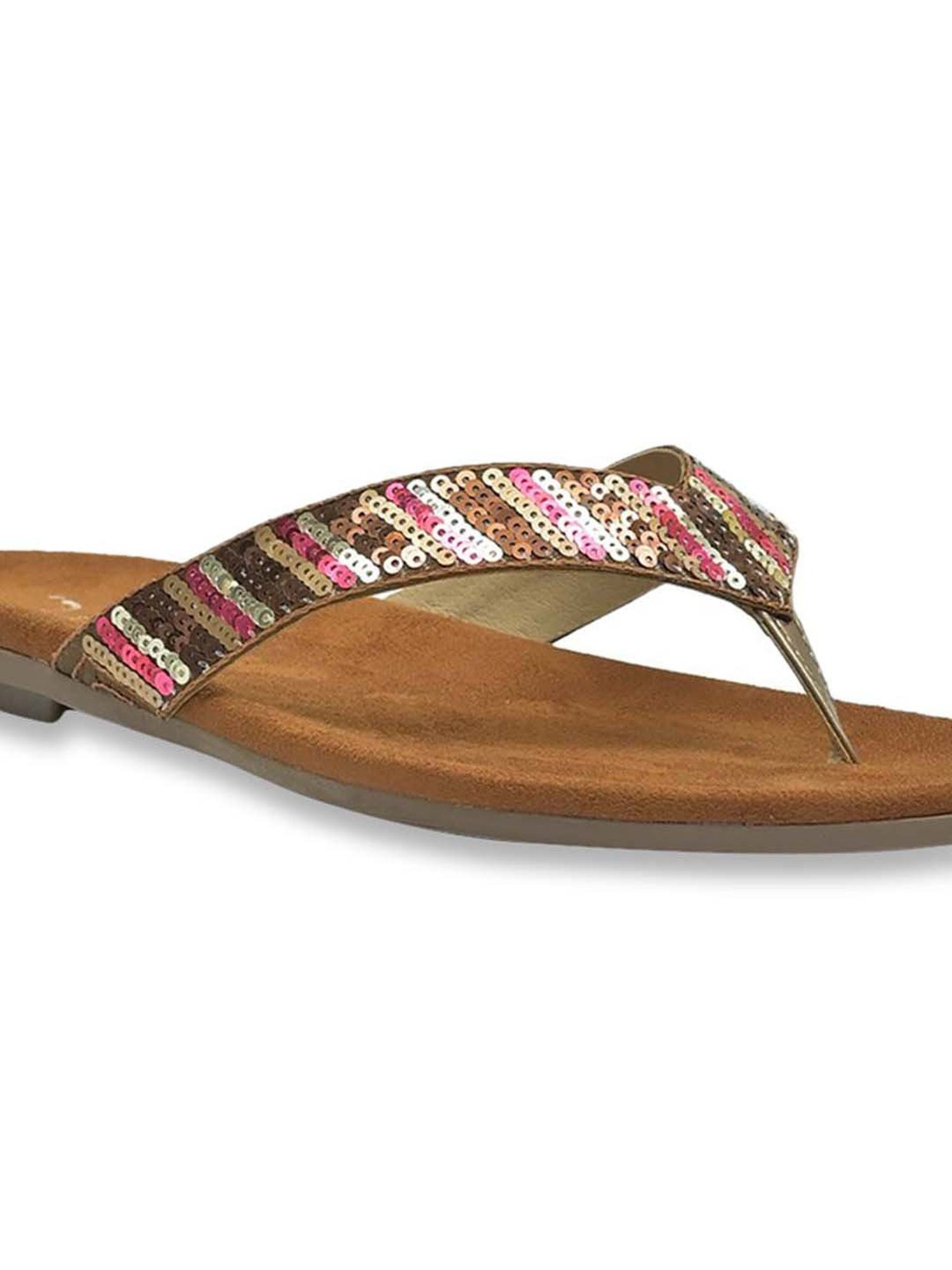 Jove Women's Antique Gold Thong Sandals