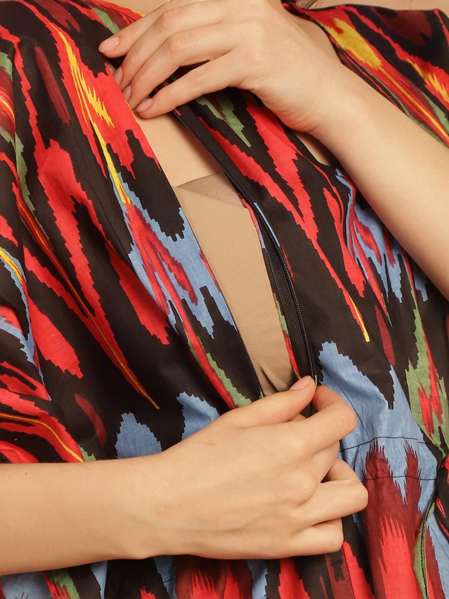 Secret Wish Black Cotton Printed Kaftan