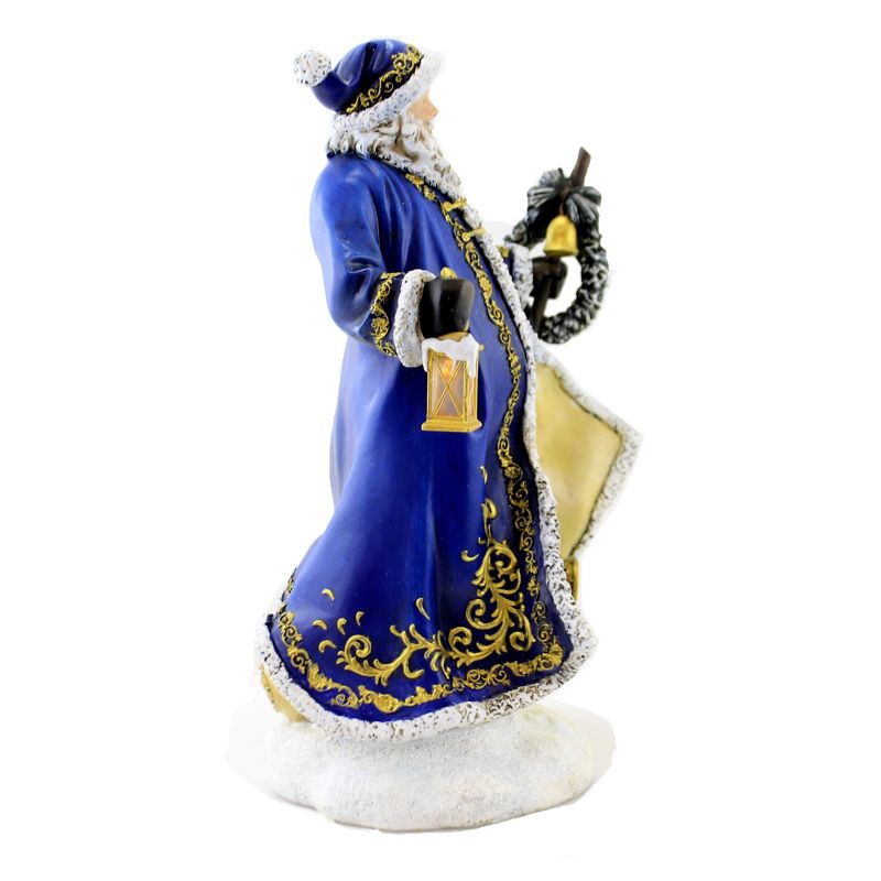 Christmas 15.25" Blue Santa With Wreath Lighted Lantern Staff  -  Decorative Figurines