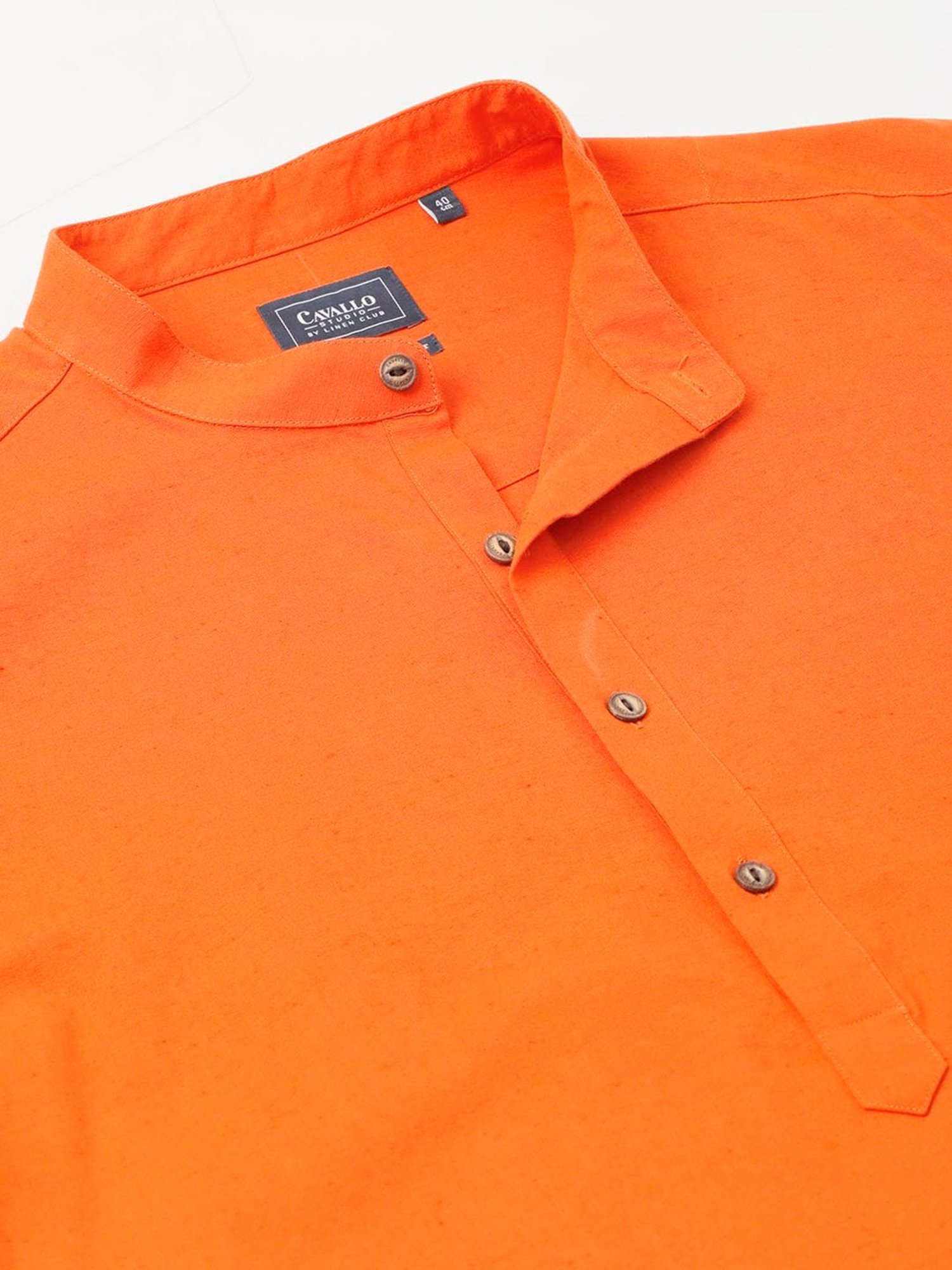 CAVALLO by Linen Club Orange Regular Fit Kurta