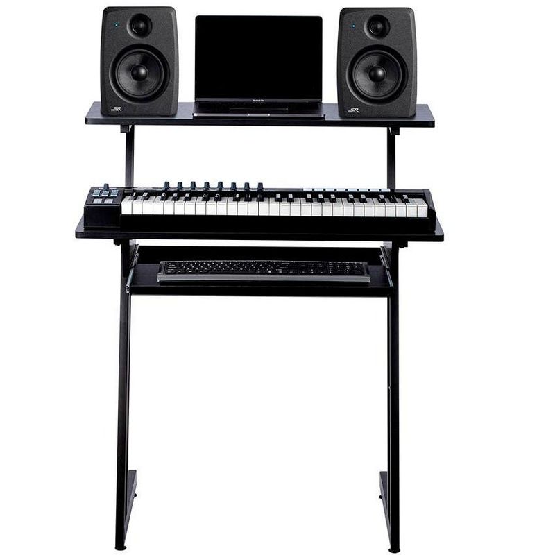 Monoprice Recording Studio Desk with Raised Platform and Keyboard Tray, Studio Workstation, Stable & Lightweight, For Home Studio - Stage Right Series
