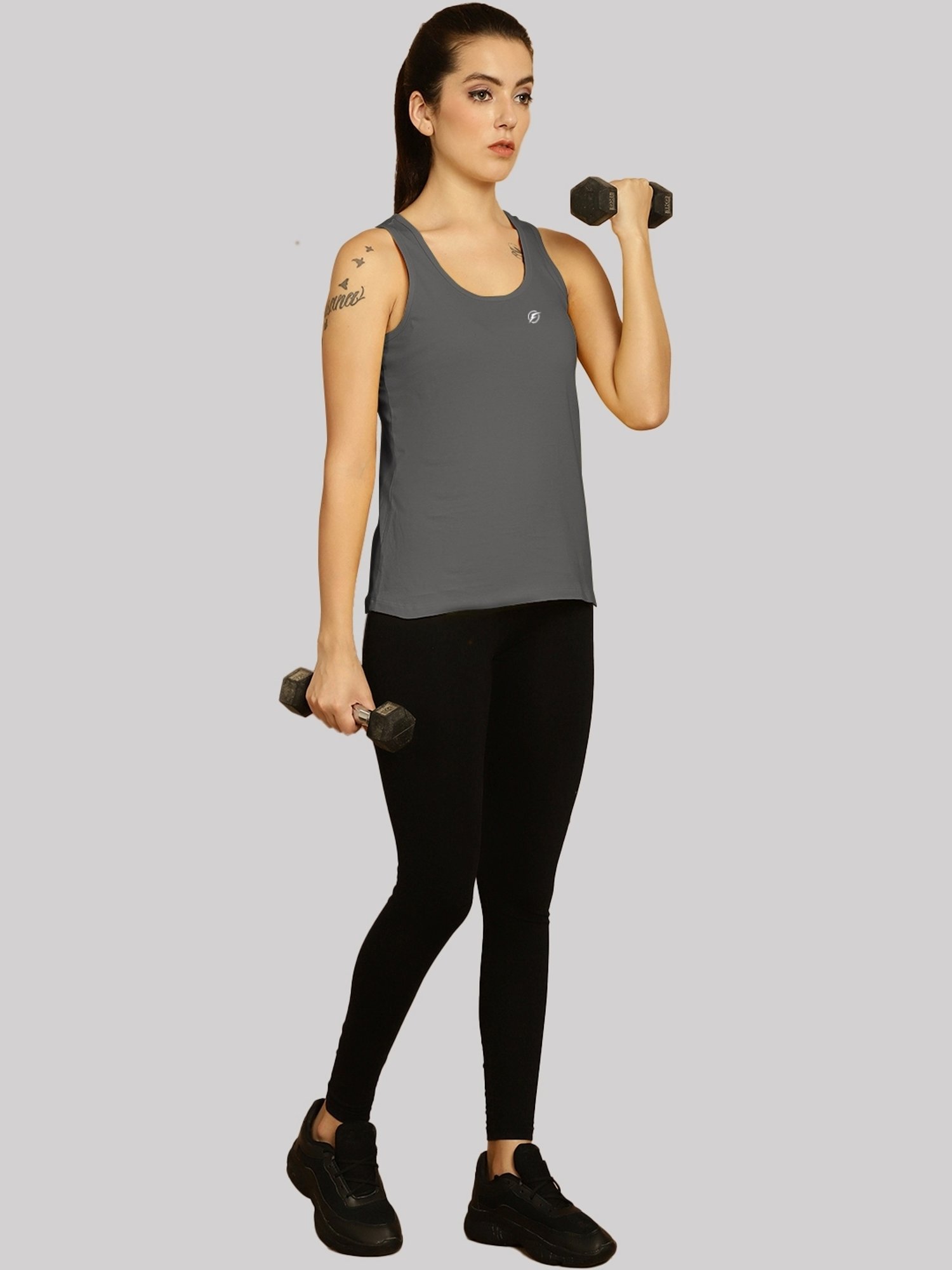 Friskers Purple & Grey Cotton Sports Tank Top - Pack Of 2