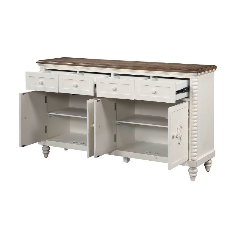 South Beach 4 Drawer Media Credenza White - Treasure Trove Accents