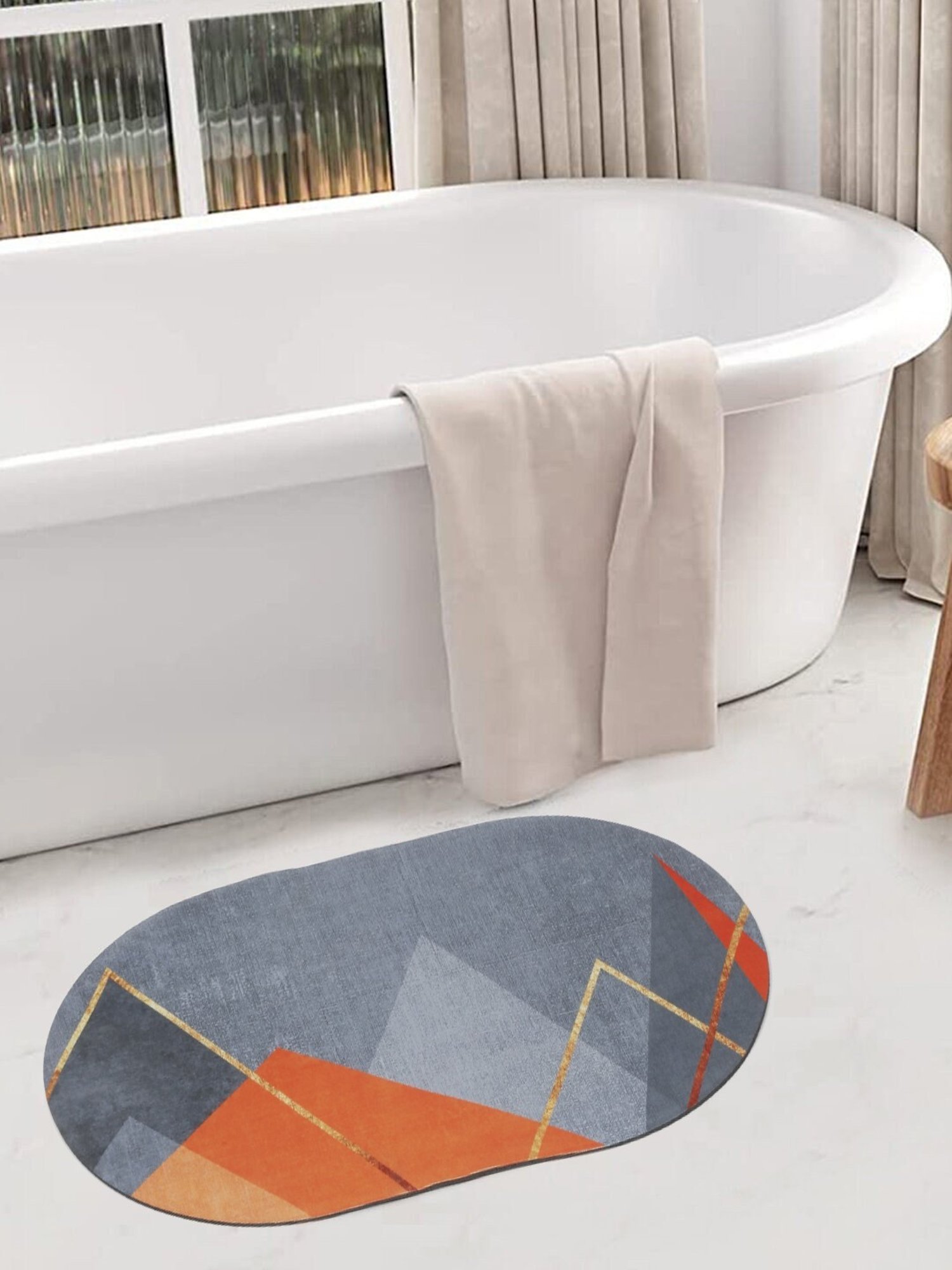 HOSTA HOMES Anti Skid Abstract Multicolor Others Non Slip Bath mat