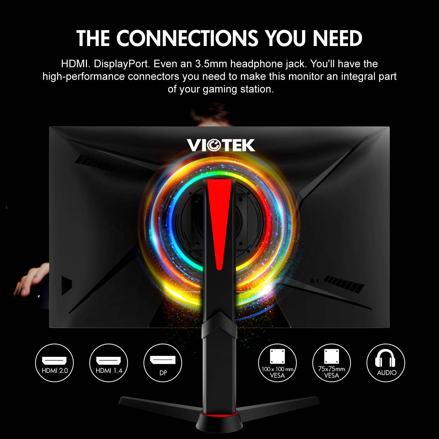 VIOTEK GFT27CXB 27-Inch Gaming Monitor  240Hz Full-HD 1ms  Multi-User Profiles, FreeSync  HDMI, DP, 3.5mm, Height, Tilt, Swivel, Pivot  3-Year Warranty