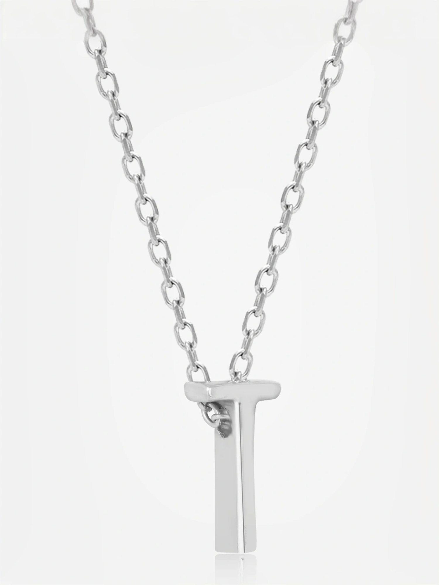 Touch925 Sterling Silver Timeless T Initial Chain Pendant