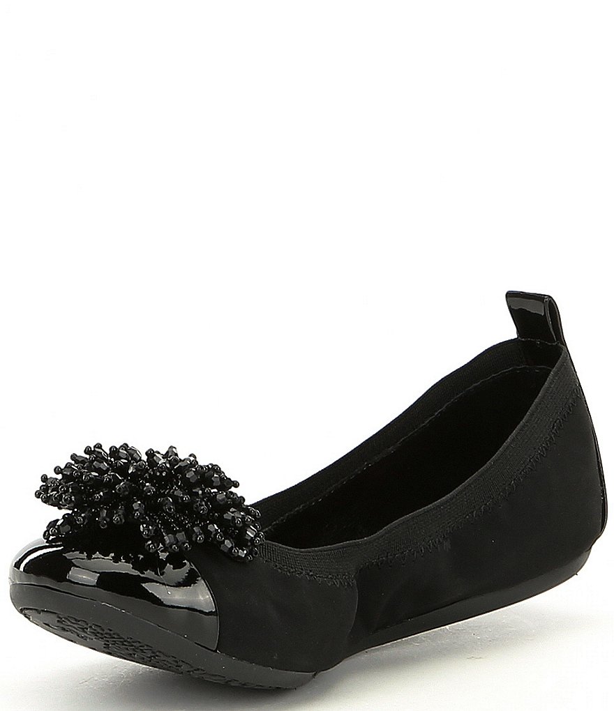 GB Girls' Posy-Girl Patent Cap Toe Jeweled Ornament Dress Flats (Infant)