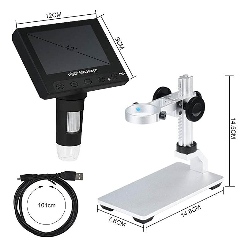 LCD Digital Microscope  43 inch 50X1000X Magnification 720P Microscope Camera