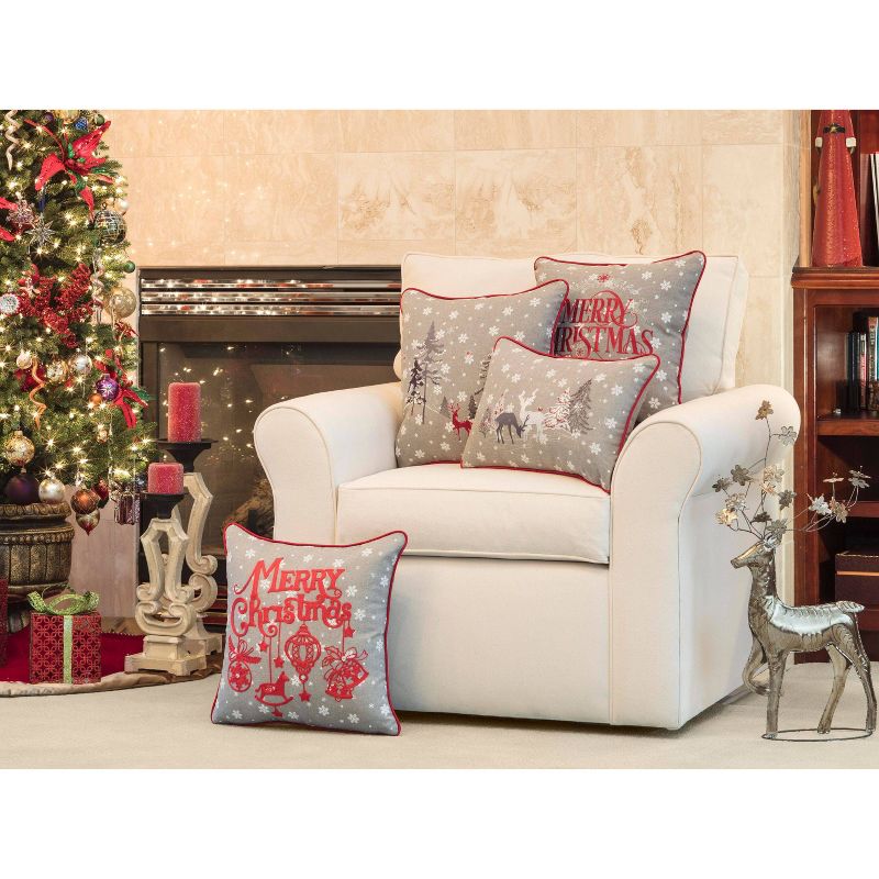 16.5" x16.5" Snowy Christmas Square Throw Pillow - Pillow Perfect