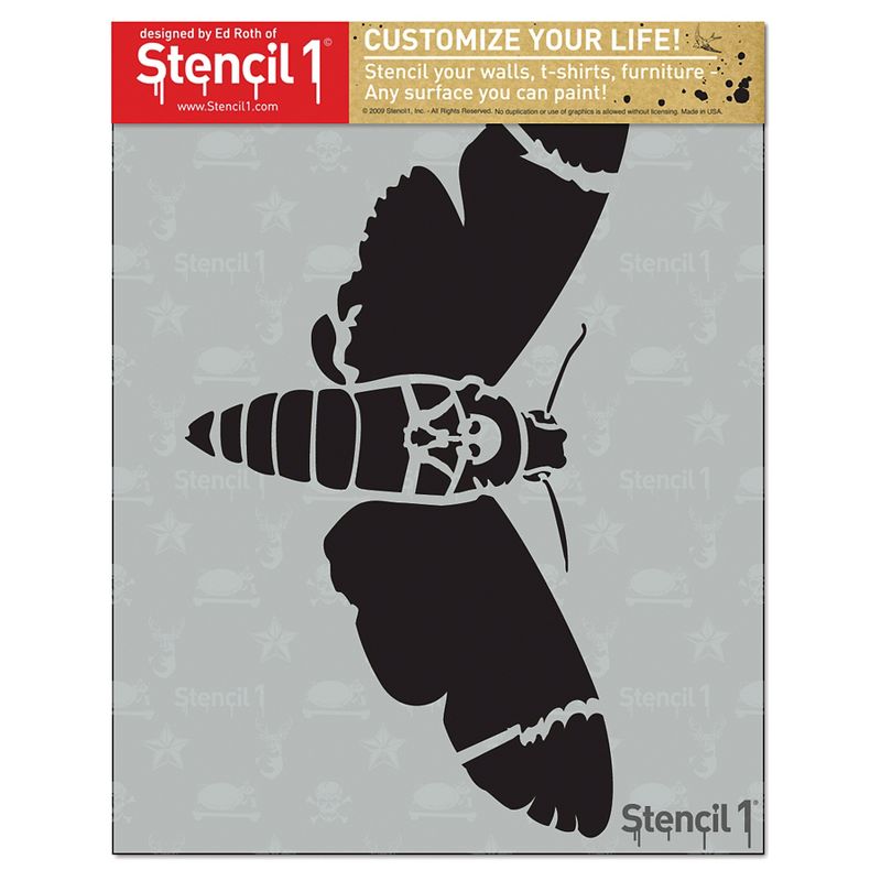 Stencil1 Moth Skull - Stencil 8.5" x 11"
