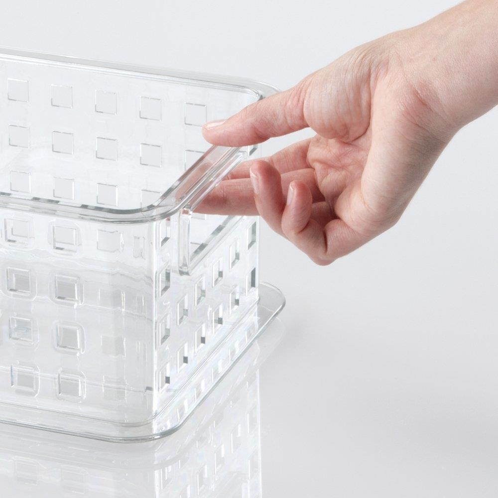 mDesign Plastic Stackable Household Storage Organizer Container Bin Handles Media Consoles, Closets, Cabinets - Holds DVD's, Blu Ray, Video Games, Gaming Accessories - Clear