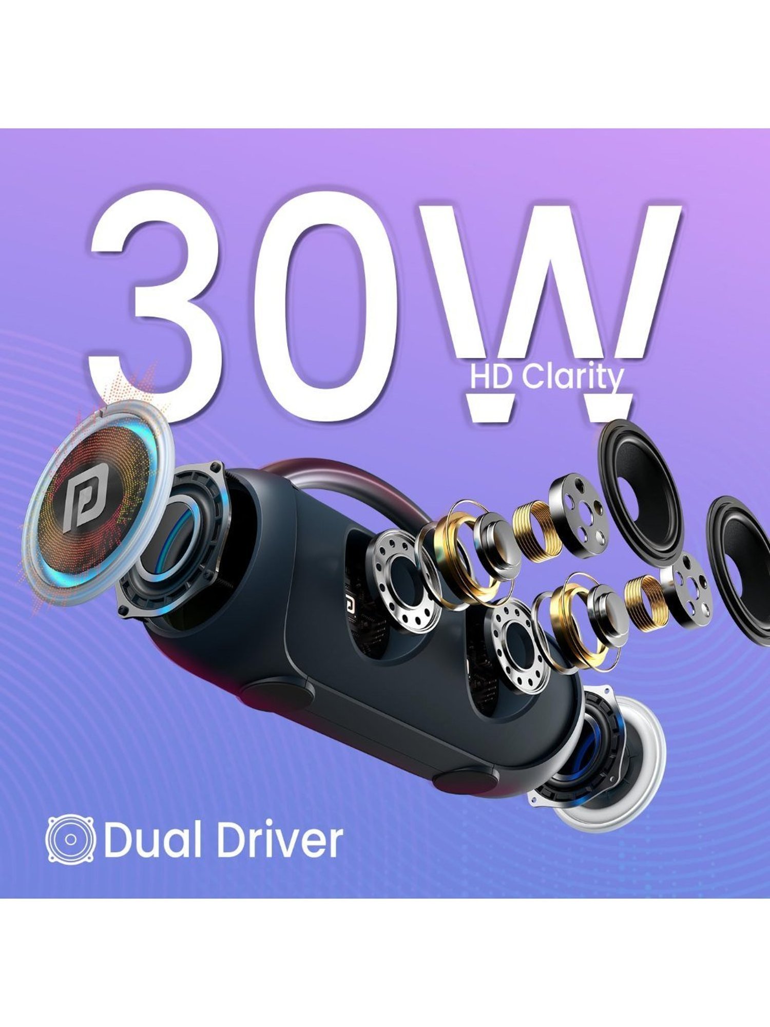 Portronics Radiant 30W Wireless Bluetooth Speaker With 6 Hours Playtime (Blue)