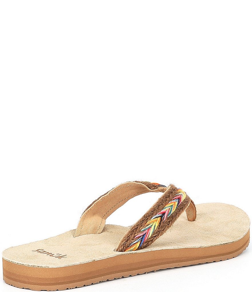 Sanuk Women's Fraidy Hemp Rainbow Flip Flops