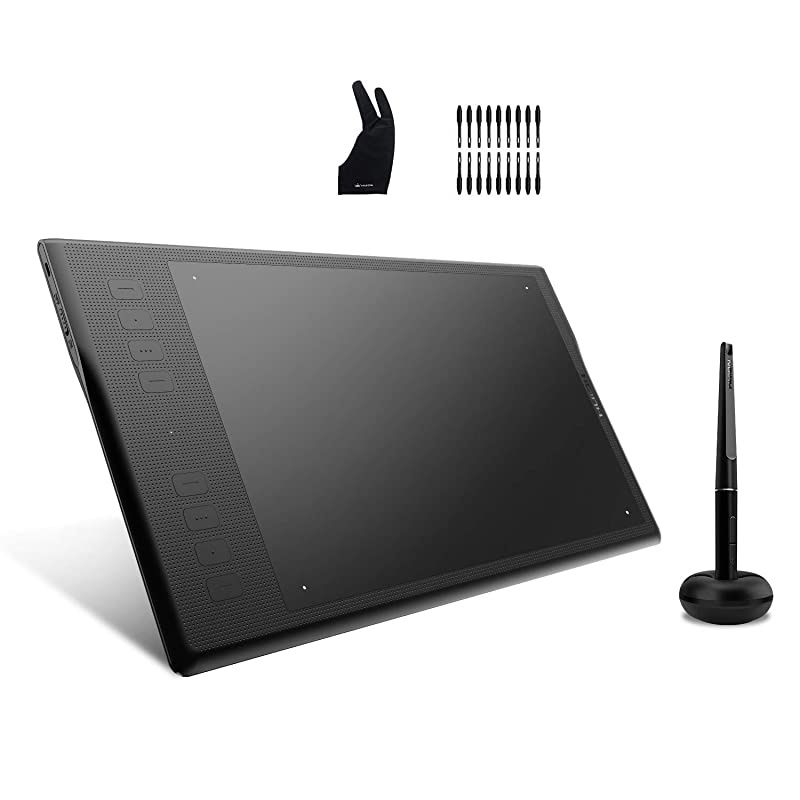 Inspiroy Q11K V2 Graphic Drawing Tablet Tilt Function Battery-Free Stylus 8192 Pen Pressure with Artist Glove and 18 Pen Nibs