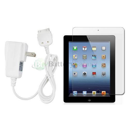 Home Wall AC Charger+LCD Screen Protector for Apple iPad 3 3rd Gen Tablet 9.7"