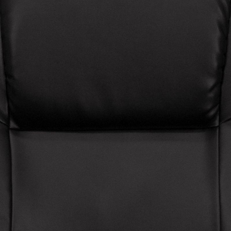 Flash Furniture Massaging Adjustable Recliner with Deep Side Pockets and Ottoman with Wrapped Base in Black LeatherSoft