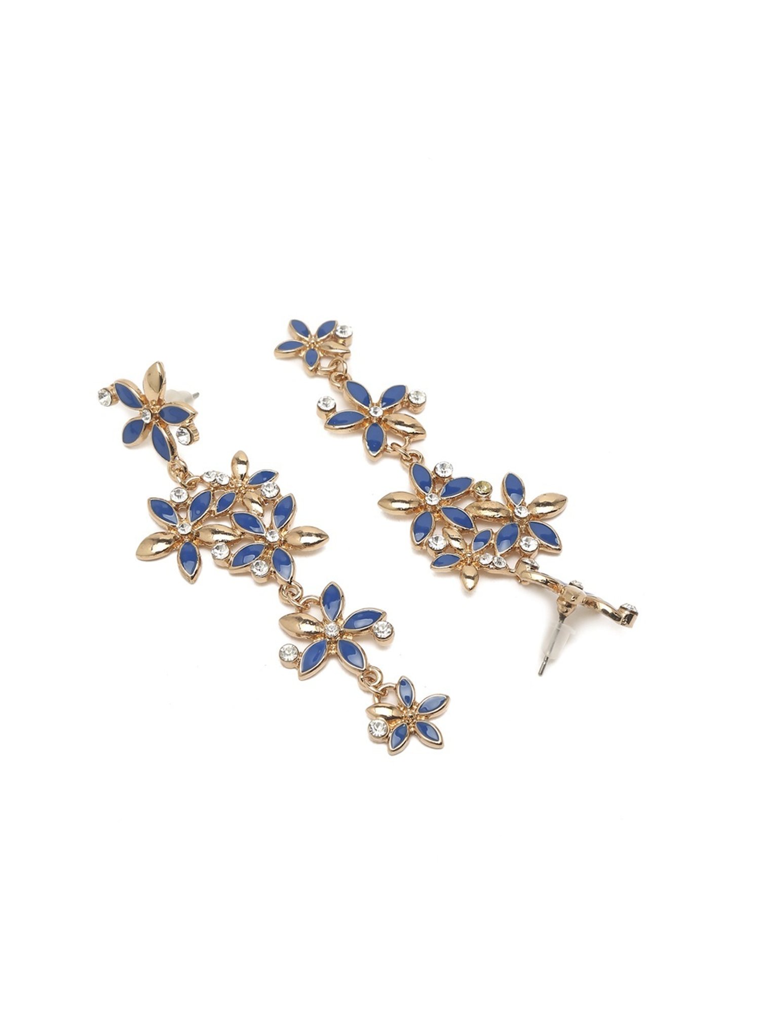 YouBella Contemporary Golden Blue & White Dangler Earrings for Women