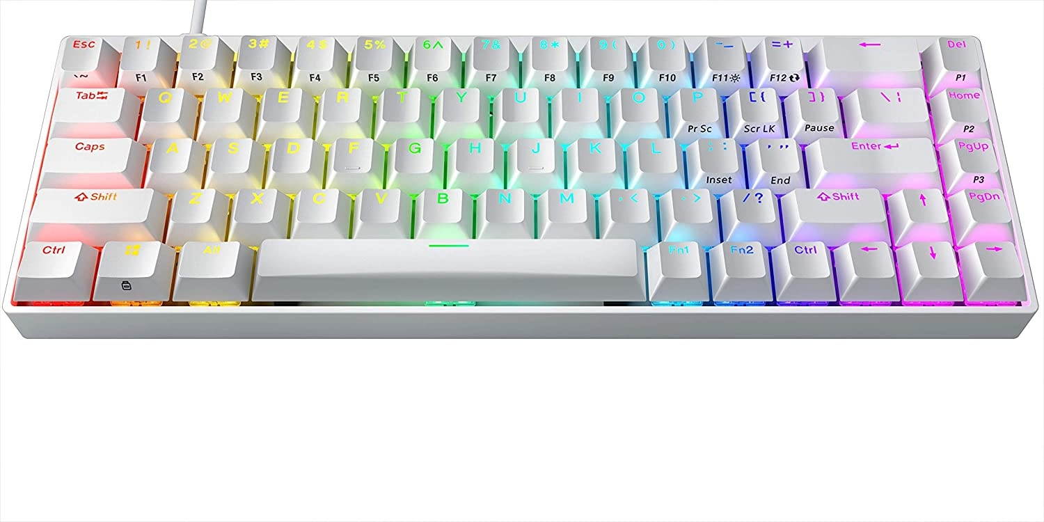 Durgod Hades 68 RGB Mechanical Gaming Keyboard - 65% Layout - Cherry Profile - NKRO - USB Type C - Aluminium Chassis (Gateron Silent Brown, White PBT)