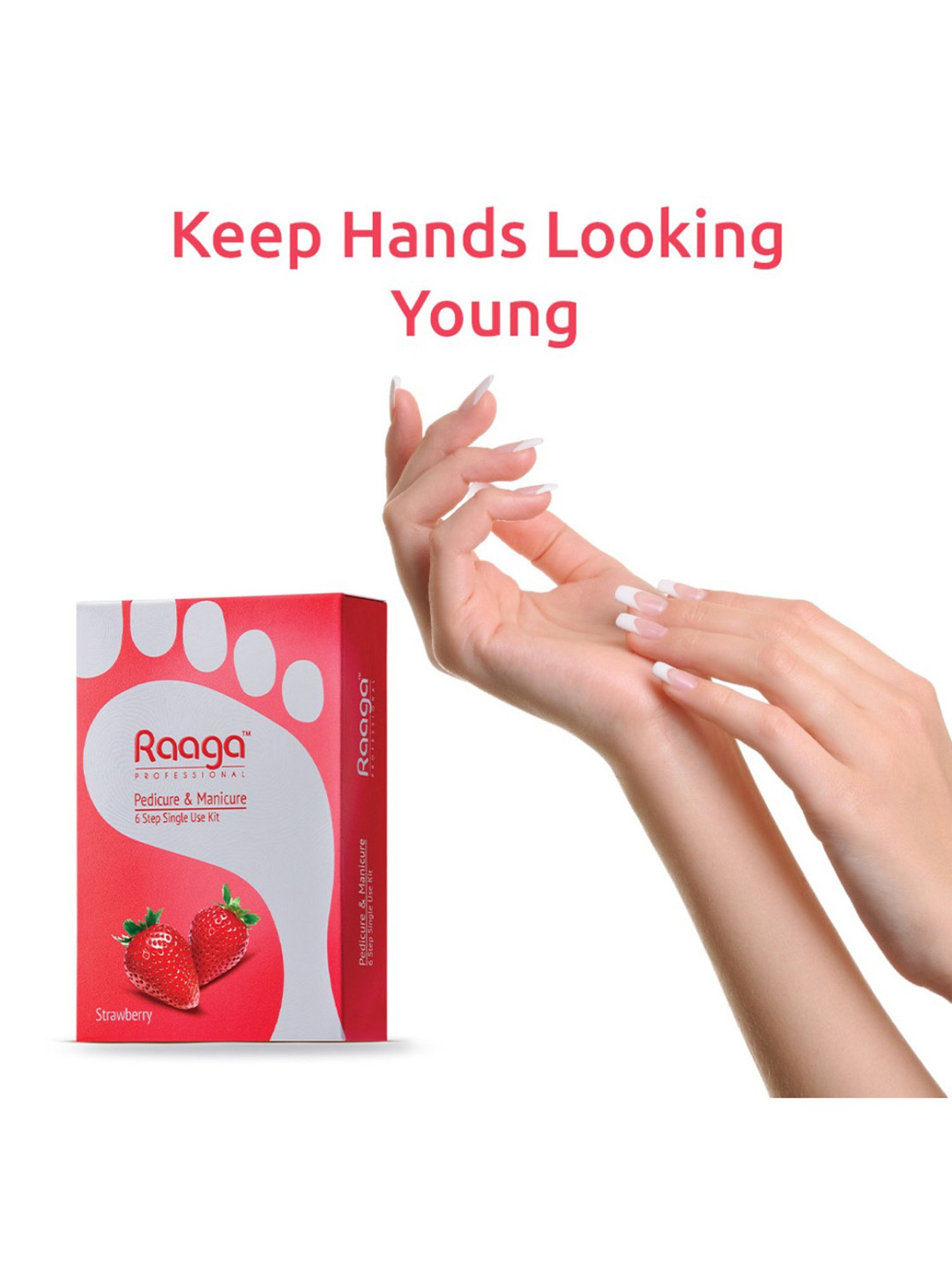 Raaga Professional Pedicure & Manicure 6 Step Single Use Kit Strawberry - 6 Sachets