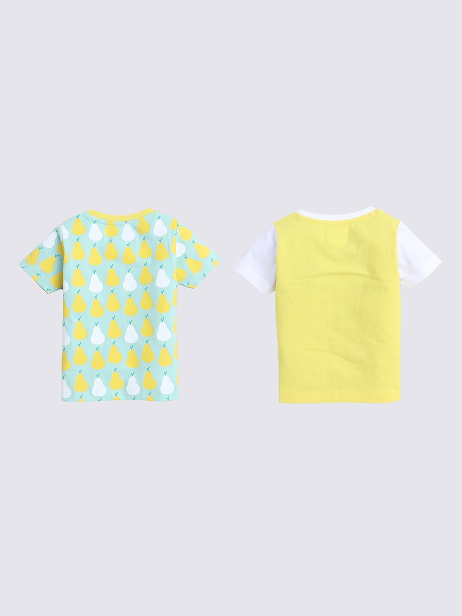 Bumzee Kids Mint Green & Yellow Printed T-Shirt (Pack Of 2)