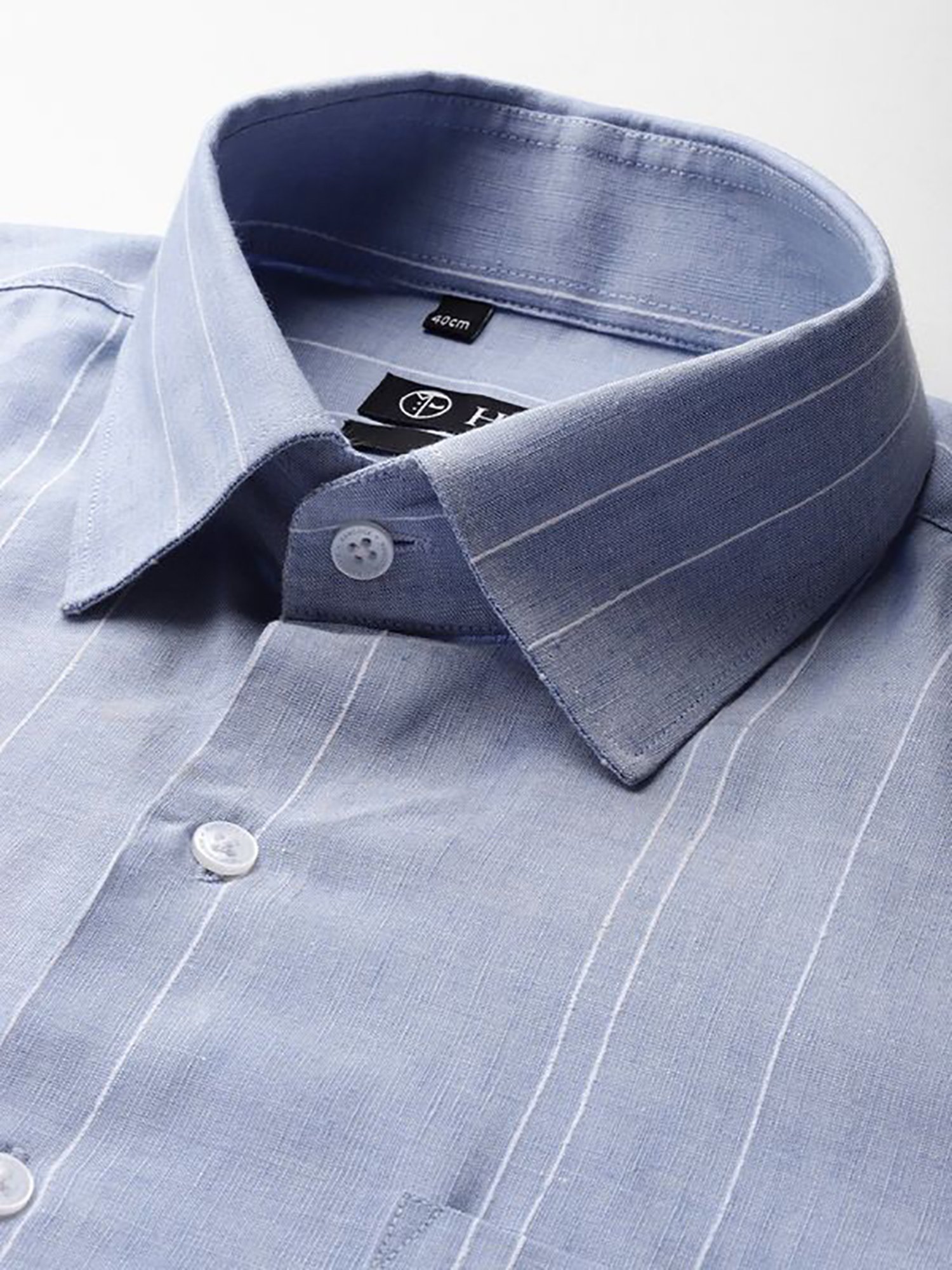 Hancock Blue Slim Fit Stripes Shirts