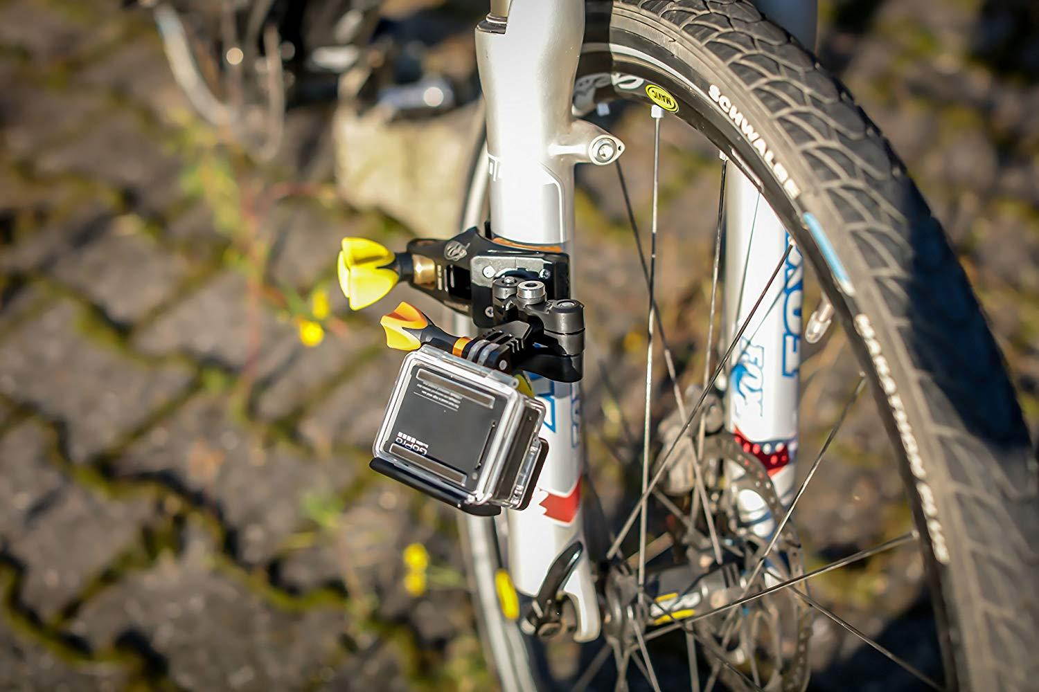 iSHOXS Cobra, 6061 Aluminum die-cast Universal Sport and Action Cam Mount with a Large Clamping Range of 16-50 mm with an Open C Construction for mounting Even in Difficult to Reach Places