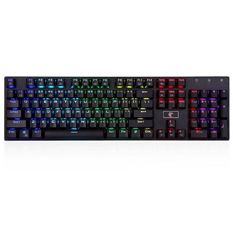 E-Yooso Z-88 RGB Mechanical Gaming Keyboard, Brown Switches - Tactile & Slightly Clicky, Programmable RGB Backlit, Water Resistant, 104 Keys Anti-Ghosting for Mac, PC, Black
