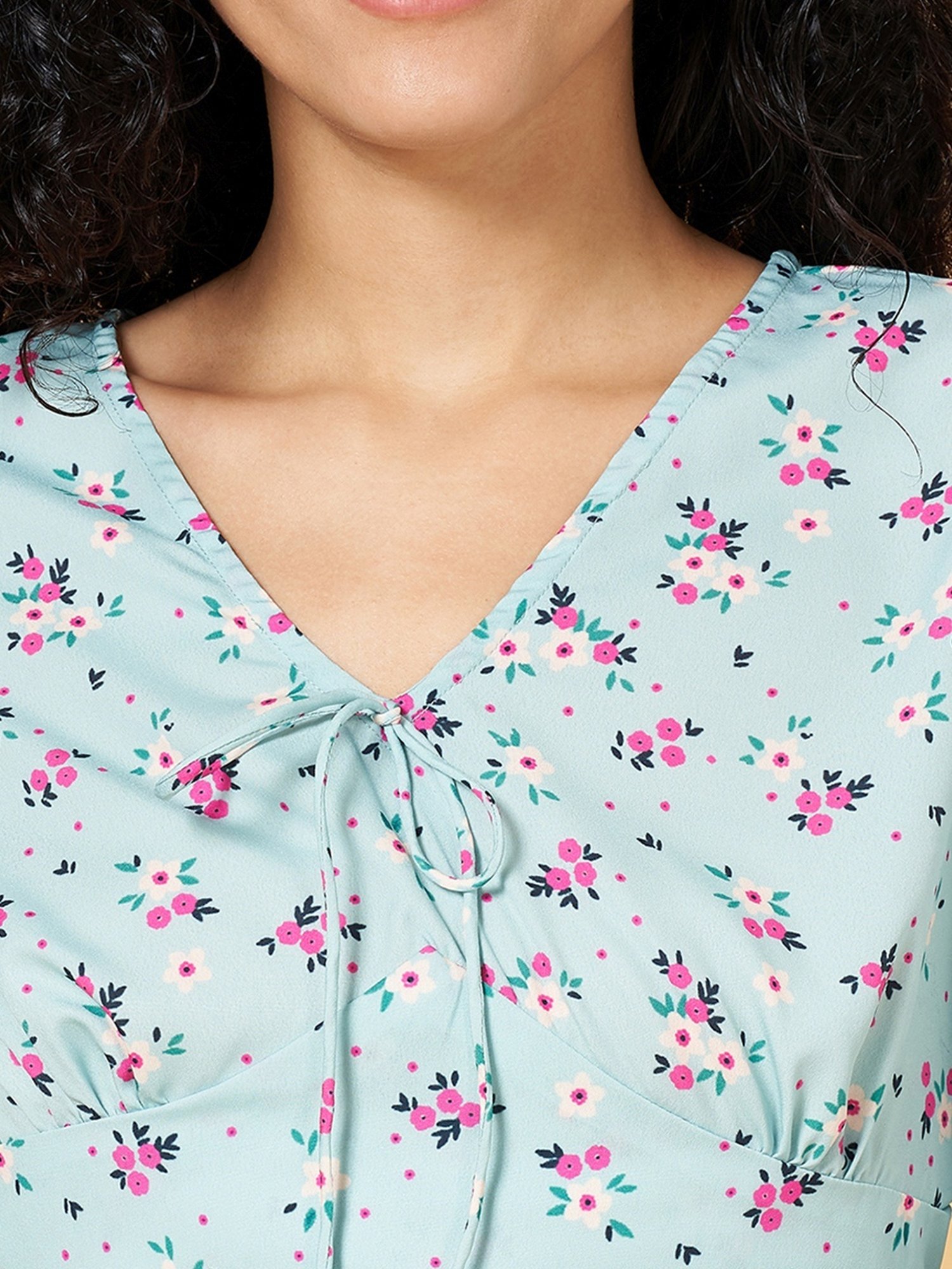 YU by Pantaloons Blue Printed Crop Top