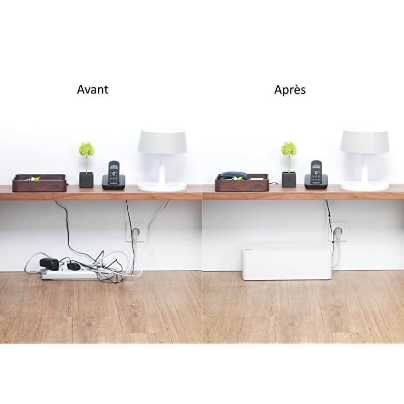 CableBox cable organizer hides messy loose tangled cables White color CB01WH