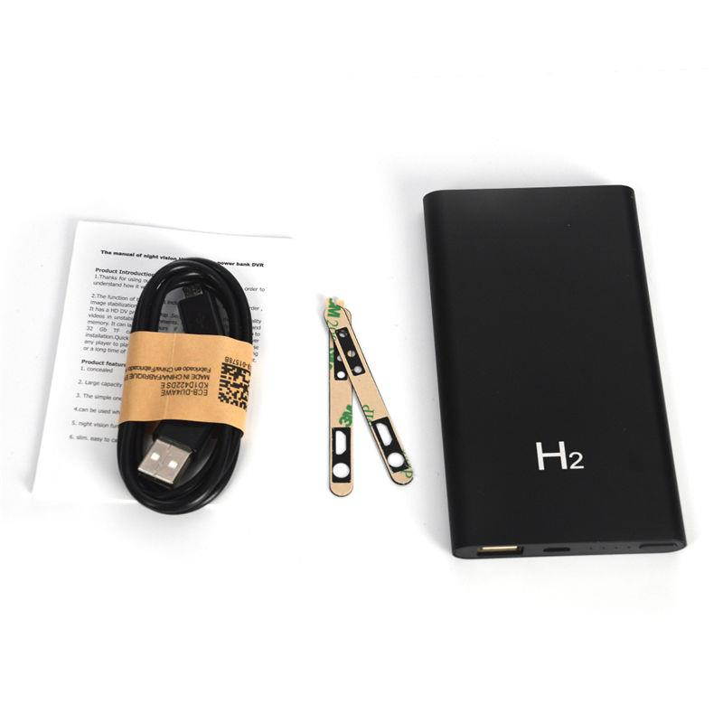Mini HD 1080P SPY Hidden Camera Power Bank Motion Detection Recorder 5000mAh Device Charger Black H2(No Wifi)