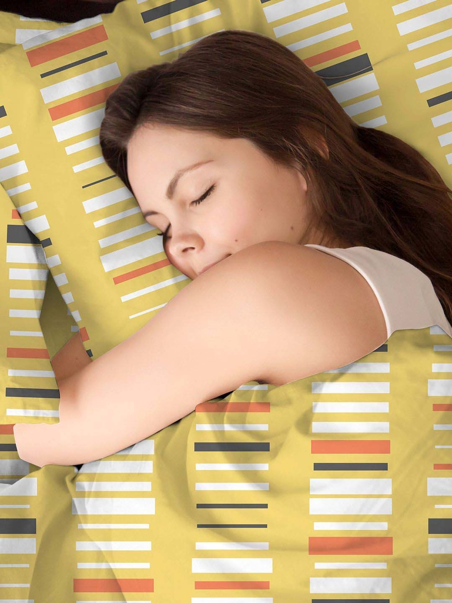 Layers Cotton Plus Yellow Cotton Blend 120 TC Single Size Bed Sheet with Pillow Cover