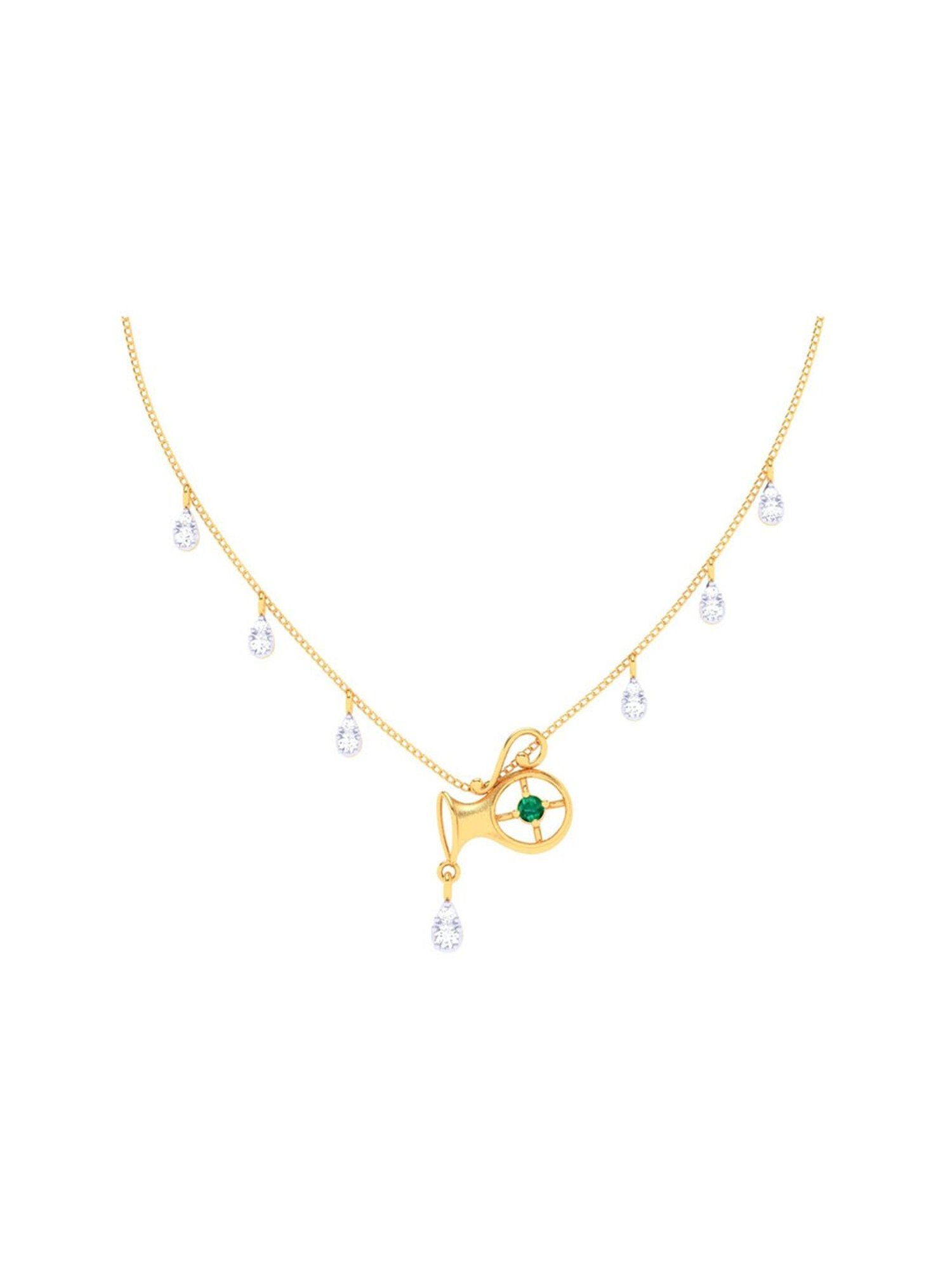 P.C. Chandra Jewellers 22k Yellow Gold Aaquarius Themed With Stone Necklace