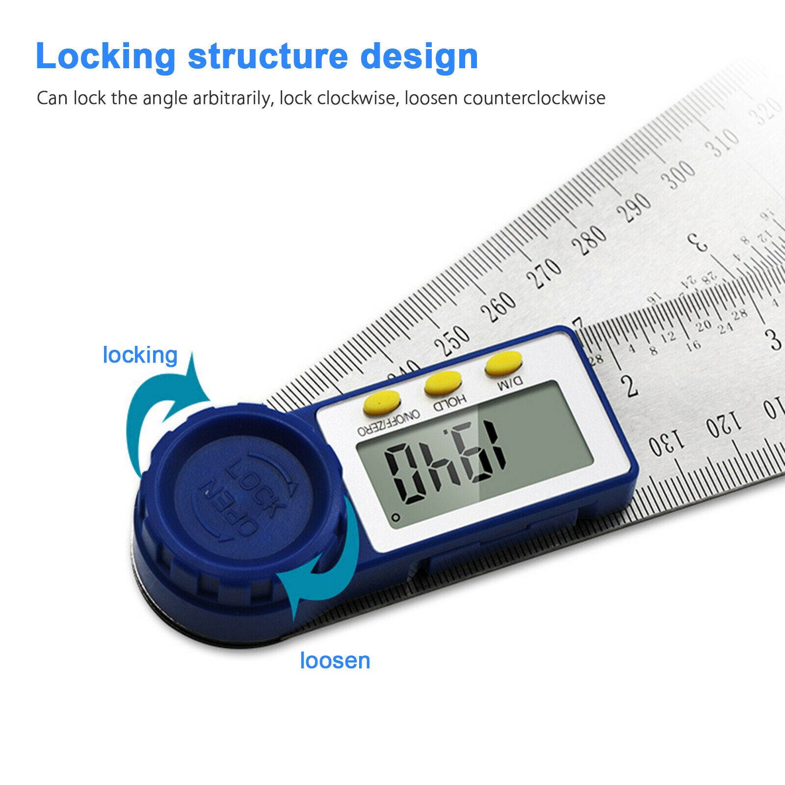 360&deg; Portable Digital Protractor Angle Finder 0-200mm/8" Stainless Steel Ruler