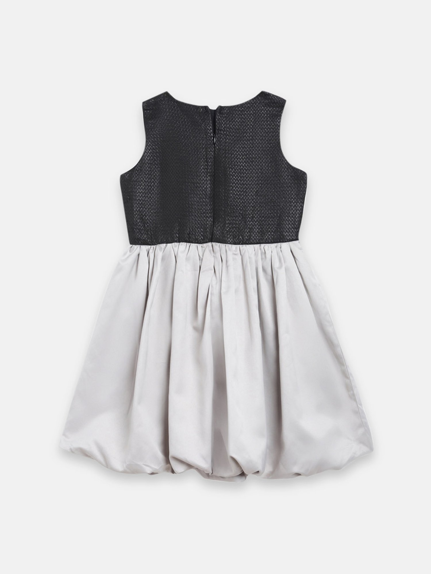 Butterfly Blush Kids Sliver & Black Embroidered Dress