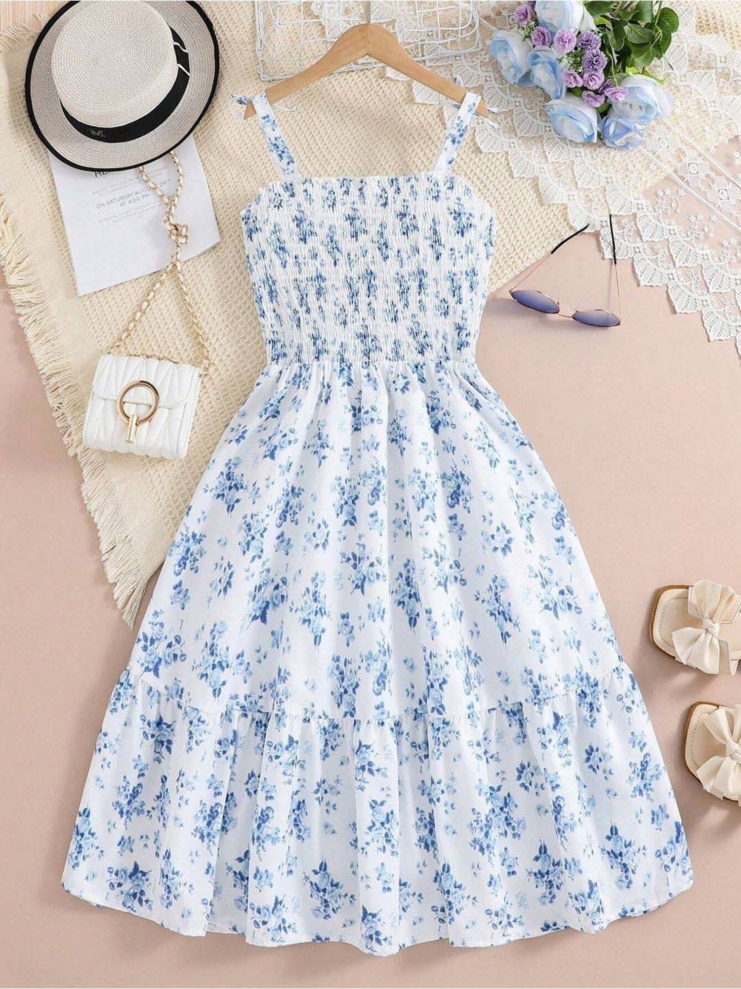 Bolly Lounge Girls Ocean Blue Floral Dress