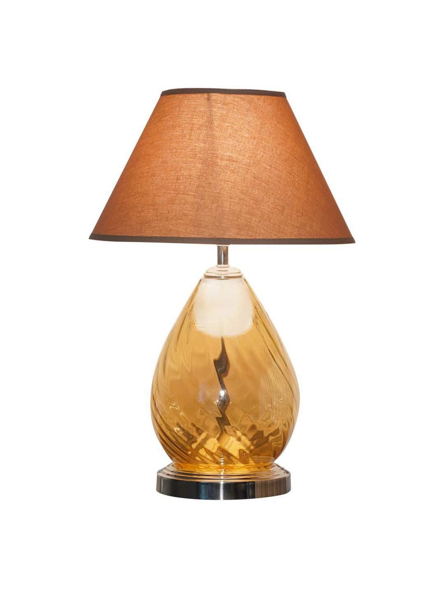 Kapoor Lamp Shades Amber & Nickel Glass Decade Table Lamp With Cotton Shade