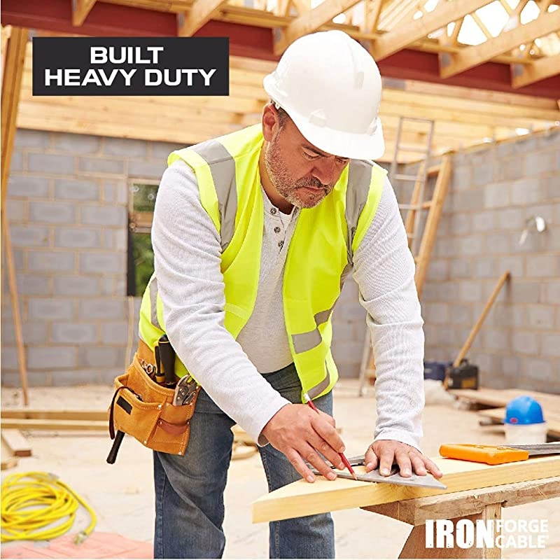 Pack of 5 Foot Outdoor Extension Cords 13 SJTW Heavy Duty Lighted Yellow Extension Cable with 3 Prong Grounded Plug for Safety Great for Garden and Major Appliances