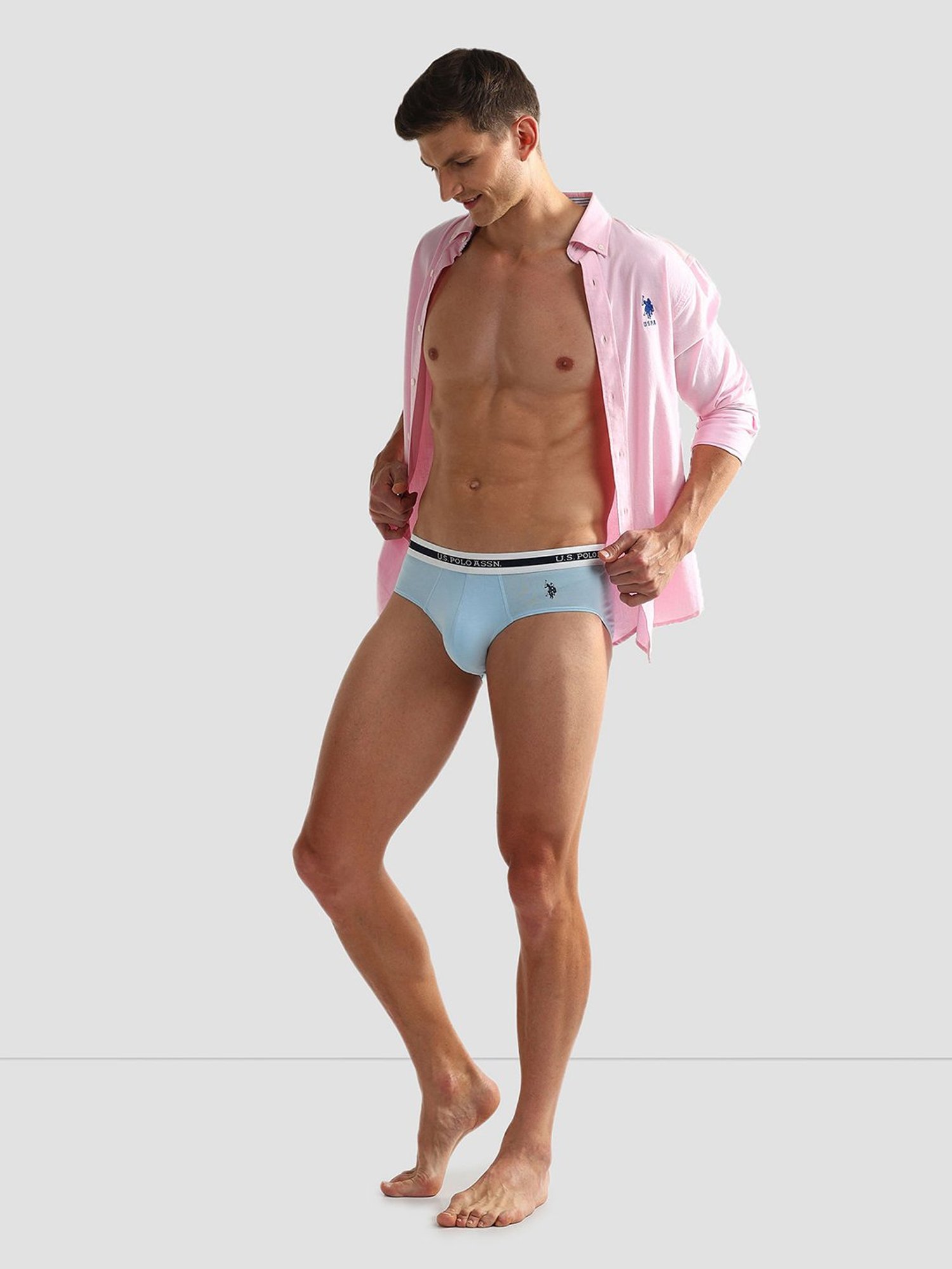 U.S. Polo Assn. Sky Blue & Grey Briefs - Pack of 2