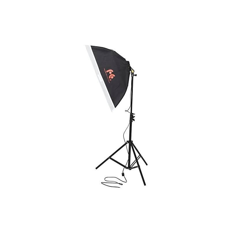 Foldable Flash Diffuser Softbox Kit 24 inches x24 inches60x60cm with Opening Window and Power Cable Including Flash Stand and 4 x LED Bulb