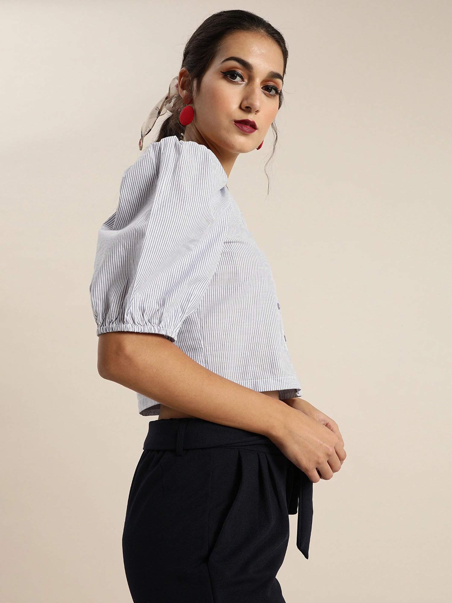 Marie Claire Blue Striped Top