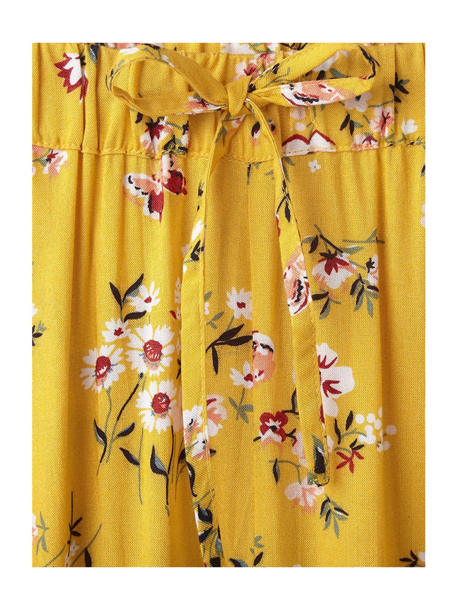 Cub McPaws Girls Yellow Floral Print  Palazzo