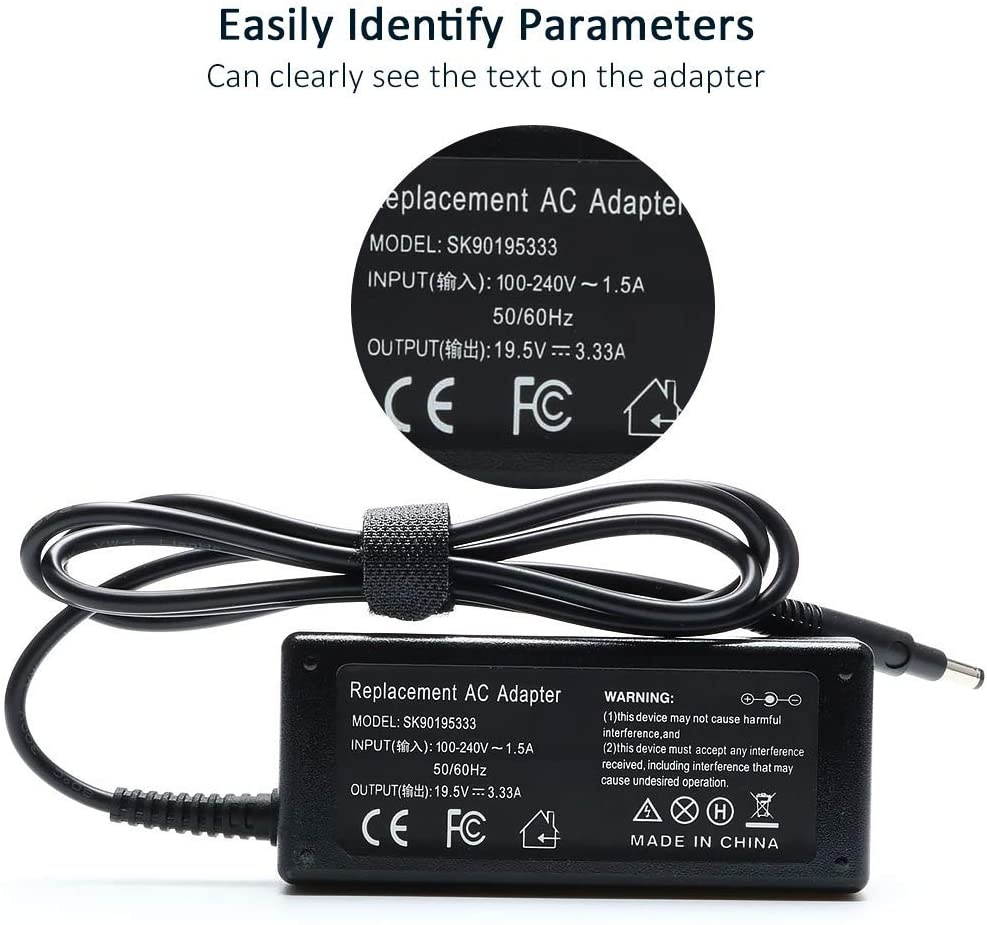 19.5V 3.33A 65W AC Adapter Laptop Charger for HP Pavilion TouchSmart 14-B109 14-B109WM 15-B142DX 14-B120DX 15-B129WM 15-B143 15-B143CL 15-B119wm 15-b152nr Envy 4Series 6Series Power Supply Cord
