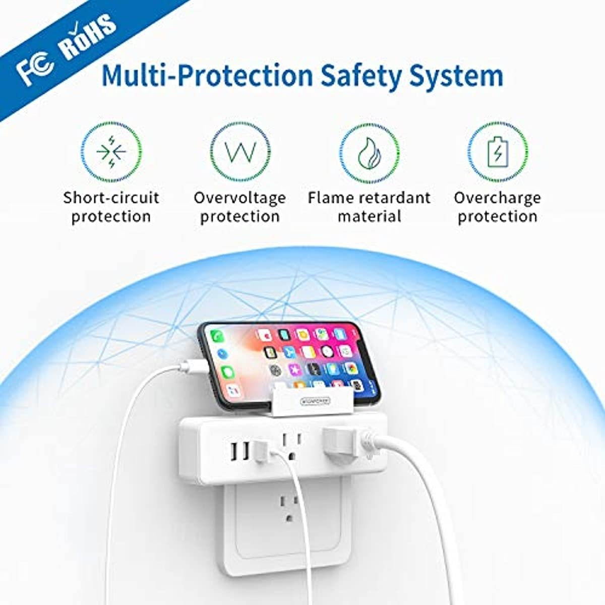 Cruise Power Strip No Surge Protector - NTONPOWER Travel Small Power Strip with 3 USB Ports 2 Outlets, Compact USB Charging Station with Stand, Travel Cruise Ship Accessories and Essentials - 2 Pack