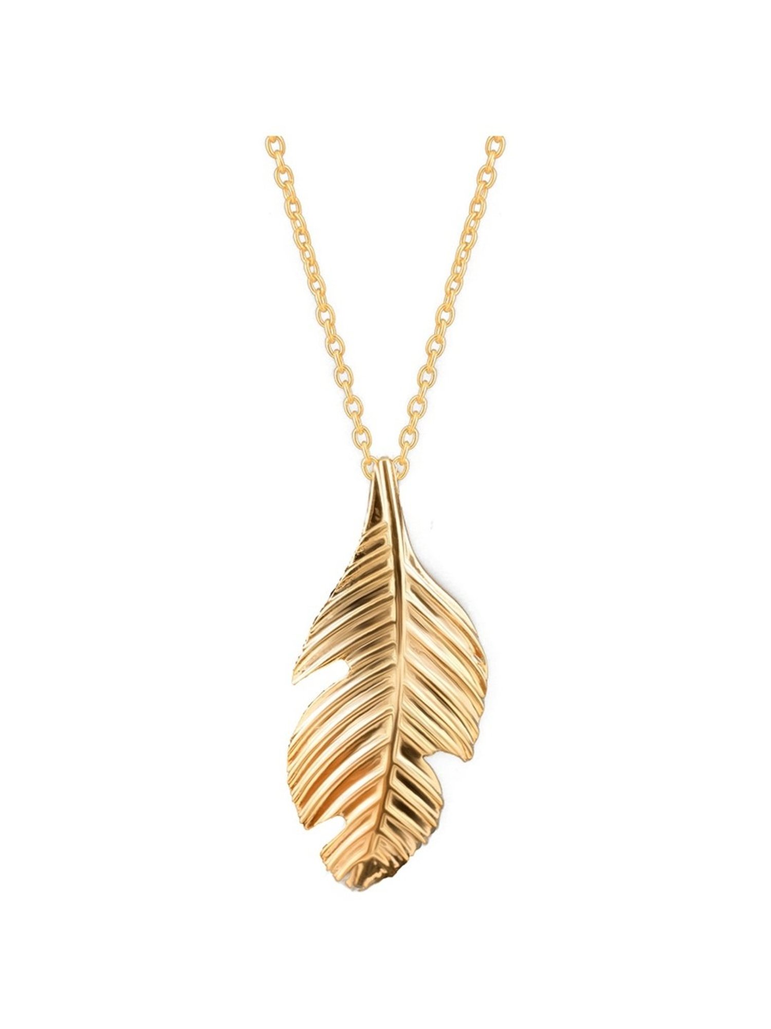 Palmonas Golden Fallen Leaf Vermeil Pendant With Chain for Women