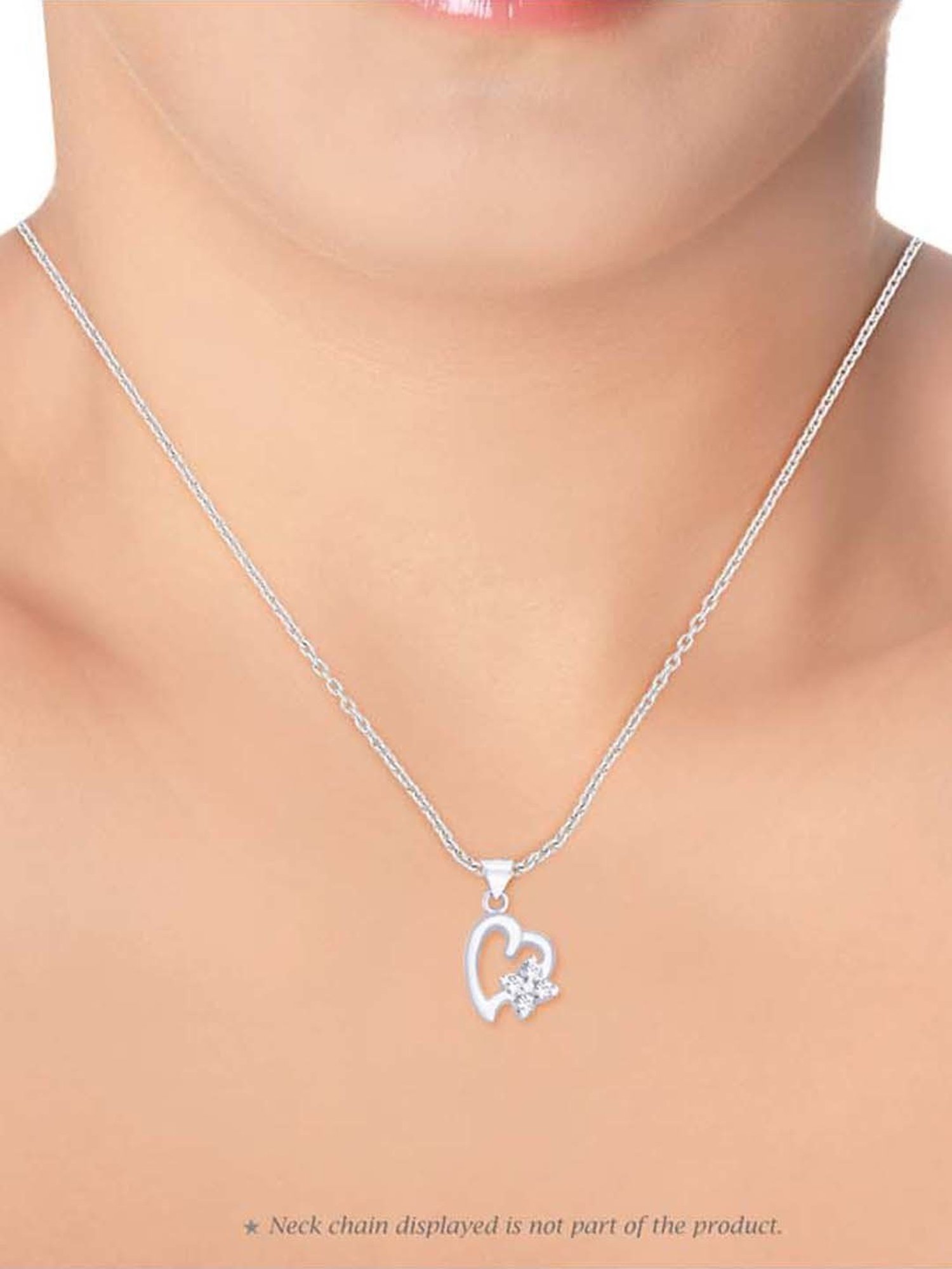 Taraash 92.5 Sterling Silver Heart Pendant without Chain for Women
