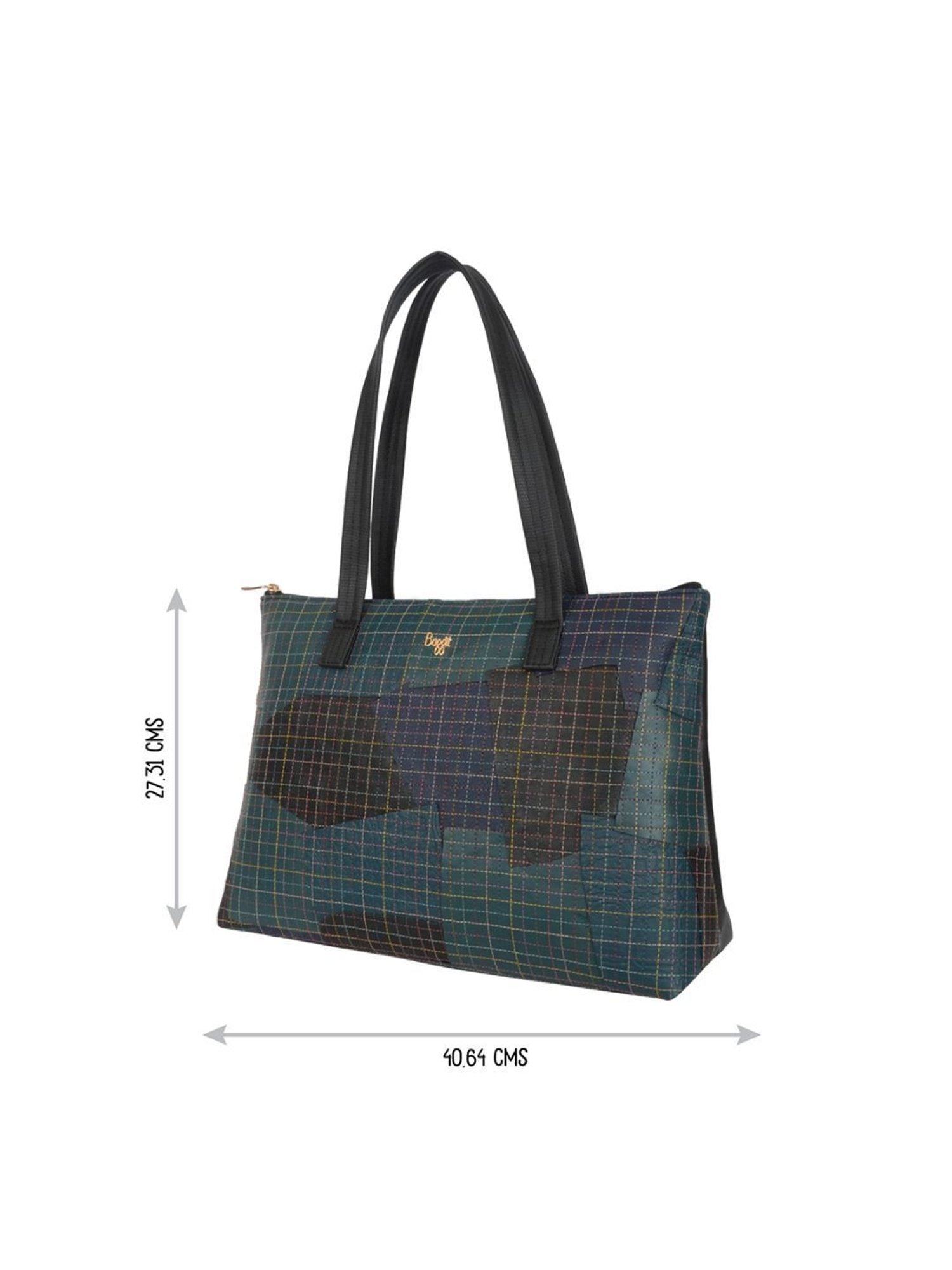 Baggit Magen Black PU Checks Laptop Messenger Bag