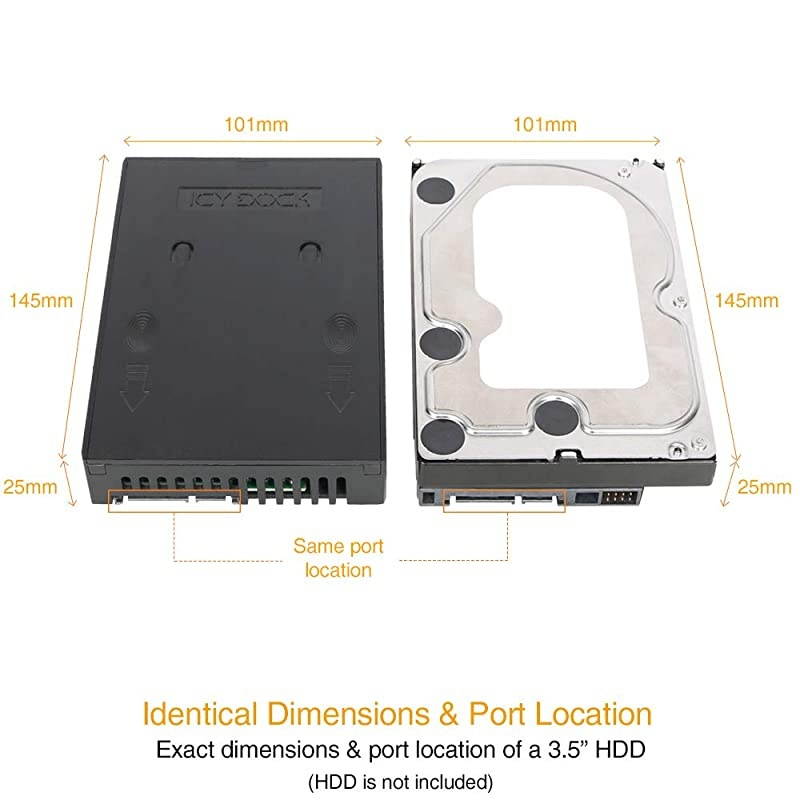 2.5" to 3.5 Tool-Less Drive Adapter Converter Bracket Mounting Frame Tray for 5/7/9.5/12.5mm 2.5 inch HDD/SSD with SATA III Interface- EZConvert MB882SP-1S-1B